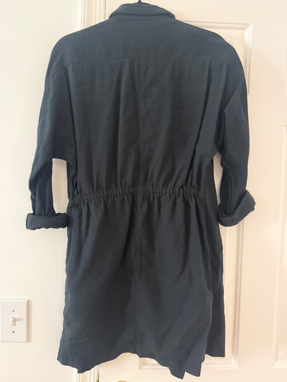 Sebby Collection Black Open-Front Trench Coat with Zip Pockets - Picture 5 of 7